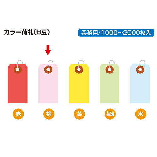 オフィス・エクスプレスの【送料無料】25-112ササガワ カラー荷札 豆 桃 一穴 2000P【お取り寄せ】｜アングル3