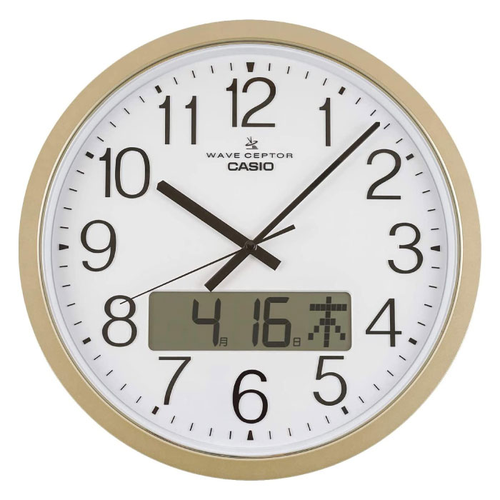 Rakuten - 【メール便不可】カシオ 掛時計シャンパンゴールド IC-4100J-9JF電波時計 時報 時刻合わせ不要
