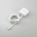 特長：Power Delivery 3.0規格に準拠したApple正規認定品のLightningコネクタ搭載ケーブル一体型USB AC充電器。 ●Lightningコネクタ搭載端末を超高速充電できるAC充電器：Power Delivery(18W) 規格に対応したLightningコネクタ搭載端末を超高速充電できるAC充電器です。 ●Power Delivery規格に準拠：USB-IFの定めるPower Delivery規格に準拠しています。 ●Lightningケーブル一体型：Lightningケーブル一体型なので、別途ケーブル等を用意することなく使用可能です。 ●一体型Lightningケーブルは長さ1.5m：一体型Lightningケーブルは長さ1.5mと長めの設定ですので、余裕をもった取り回しが可能です。 ●スイングプラグを採用：未使用時は電源プラグを折りたたんでACアダプタ本体に収納できる180°スイングプラグを採用しています。 仕様 ●対応機種：Lightningコネクタに対応したApple製品 ●コネクタ形状：Lightningプラグコネクタ ●定格入力電圧：AC100-240V 50/60Hz ●定格入力電流：0.6A ●定格出力電力：18W ●定格出力電圧：5V/9V/15V ●定格出力電流：3A/2A/1.2A ●外形寸法：約 幅54×厚み25×高さ60(mm) ※突起部含まず ●重量：約100g ●ケーブル長：約1.5m ●カラー：ホワイト ●コンセントプラグ仕様：180度可動収納式コンセントプラグ　トラッキング対策スリーブ ●法令：◇PSE 特定電気用品 ●使用可能地域：日本 ●保証期間：1年 ●その他：Power Delivery 3.0規格準拠品