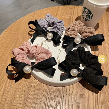 シュシュヘアゴム おしゃれ ヘアバンド 輪ゴム ヘアアクセサリー 無地 リボン型 ビーズ おしゃれ レディース 髪飾り 髪留め 結婚式 パーティ オフィス ギフト