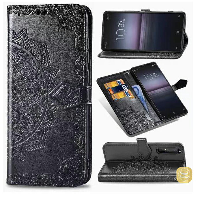 Xperia5II手帳型ケースXperia1IIケースXperia10IIケースXperia5ケースXperia8民族風曼荼羅Xperia8LiteSOV42902SOケースオシャレまんだら型押し