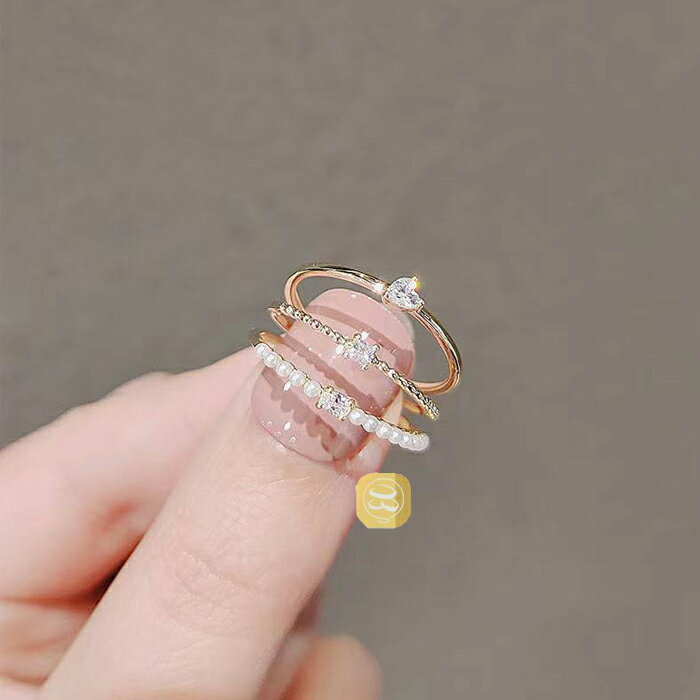 Rakuten - リング 指輪 レディース 人気 3点セット ファッション 可愛い 大人 かわいい アクセサリー 贈り物 レディース ガールズ パーティー 重ね付け おしゃれ