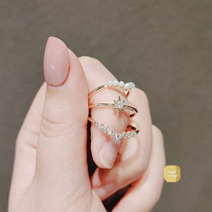 Rakuten - リング 指輪 レディース 人気 3点セット ファッション 可愛い 大人 かわいい アクセサリー 贈り物 レディース ガールズ パーティー 重ね付け おしゃれ