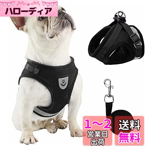 メッシュ 犬用 ハーネス 胴輪 反射材料付き リード セット 超小型犬 小型犬 子犬 猫 散歩/訓練/お出掛 ペット はーねす 安全 抜けない 軽量 調節可能 通気性が