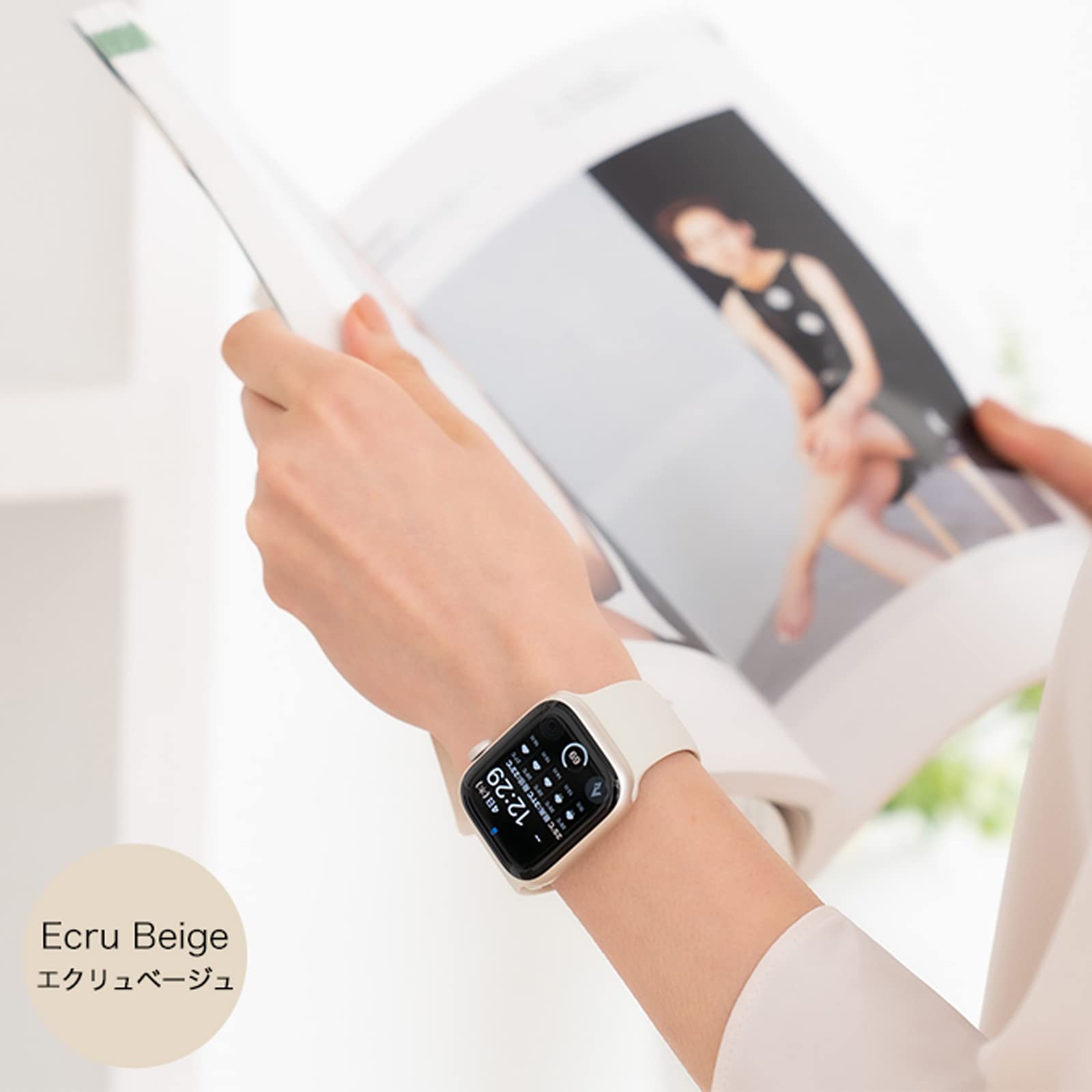 [AriRi] アップルウォッチ バンド シリコン ラバー スポーツ くすみカラー 38mm 40mm 42mm 44mm 41mm 45mm 49mm アップルウォッチ 8 ultra se 7 6 5 4 3 2 1 全機種 全サイズ対応 (38mm/40mm/41mm, エクリュベージュ)