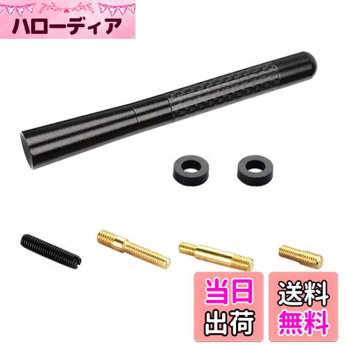 楽天ハローディア楽天市場店【送料無料】LIKENNY 車アンテナ ショートアンテナ ラジオアンテナ カーボンアンテナ 車用 AM/FM アンテナ（ブラック/12cm） 汎用 高感度 （12cm）