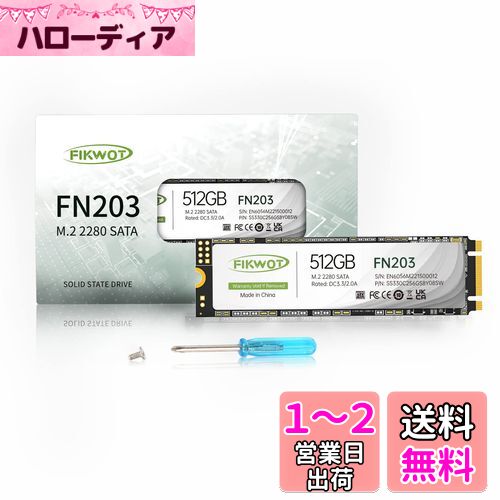 Fikwot FN203 512GB M.2 SATA SSD SLC キャッシュ 3D NAND TLC SATA III 6Gb/s M.2 2280 NGFF 内蔵 SSD 最大読込: 550MB/s 最大書き：460MB/s Ultrabook、タブレット コンピューター、ミニ PC と互換性あり