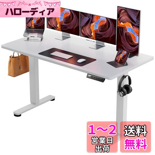 ErGear 電動 オフィスワークテーブル 昇降式デスク スタンディングデスク 幅140cm 耐荷重80kg 高さメモリー機能 上下自動昇降 静音 収納フック付き 作業机 テレワーク 【幅140 x 奥行き70 x 高さ72-118cm】(ホワイト) ErGear 電動 オフィスワークテーブル 昇降式デスク スタンディングデスク 幅140cm 耐荷重80kg 高さメモリー機能 上下自動昇降 静音 収納フック付き 作業机 テレワーク 【幅140 x 奥行き70 x 高さ72-118cm】(ホワイト)