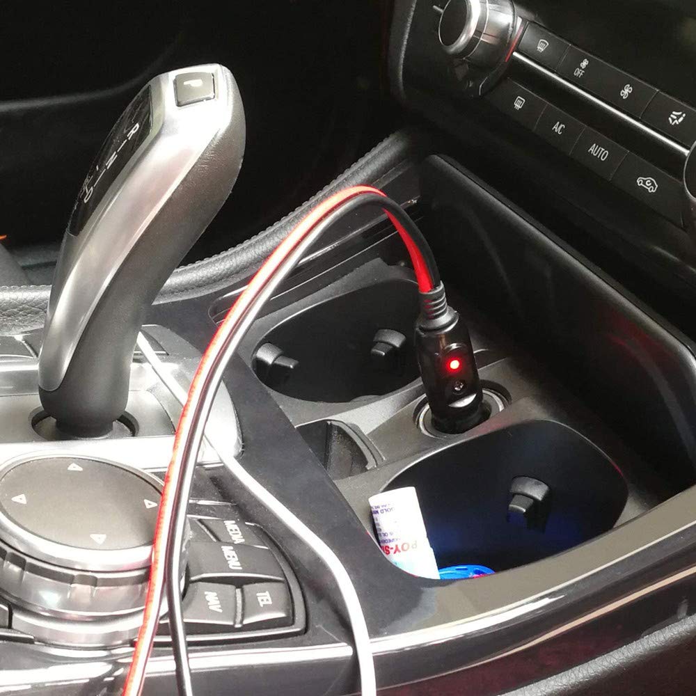 車の交換用 12V / 24Vリード付きシガー電源プラグ シガーソケット延長ケーブル 配線用シングルヘッド端子が付属 絶縁性よく 16AWG 純銅線コア LED指示ライト付き 3