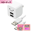 エレコム 充電器 Type-C USB コンセント 2ポート USB-A×2 12W 5V/2.4A ケーブル付属 1.2m しろちゃん MPA-ACCX01WF