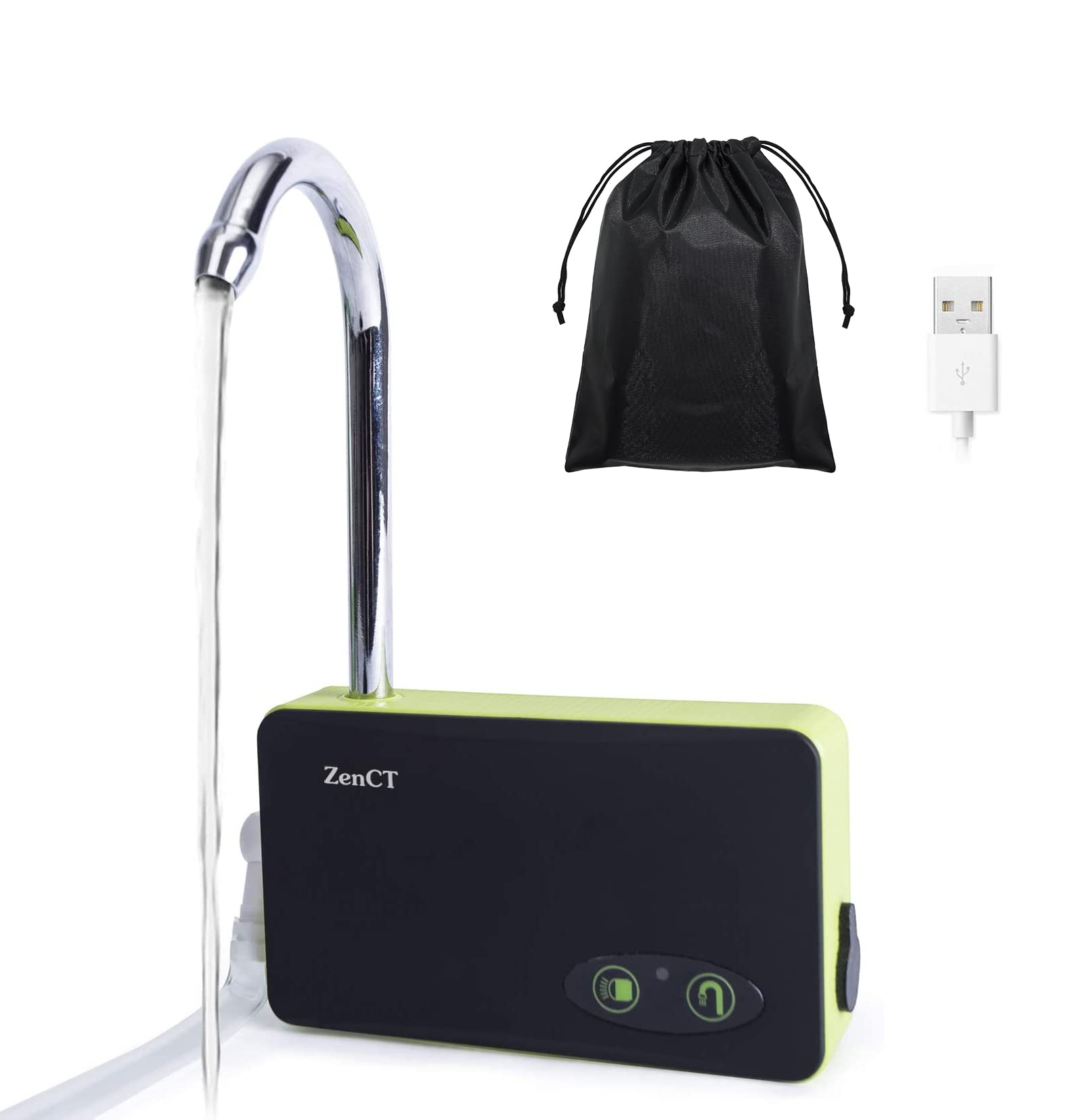 ZenCT ポンプ エアーポンプ 小型ウォーターポンプ 一体化 充電式 LEDランプ付き 3モード 水などのくみ上げ・排水に！ 釣り/水槽/活かし輸送などに CT059 ブラックのサムネイル