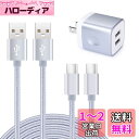 Viviber「2ポートUSB充電器*1個+USB Type-Cケーブル1.8m*1本、0.9m*1本」USB充電アダプター 急速充電器 タイプC充電器 AC USBコンセント アンドロイドスマホ充電器 ドコモ携帯充電器 Xperia充電器 Galaxy充電器ケーブル Type-C USBケーブル USB C USB 2.0 ケーブル USB-