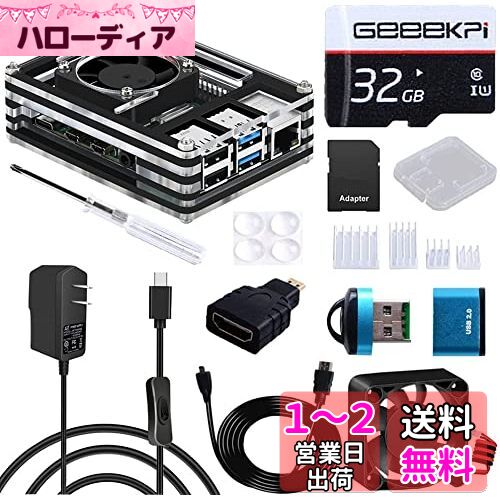 GeeekPi Raspberry Pi 4ѥե5V 3A Type-CŸPSEҡȥ32GB SDNOOB...
