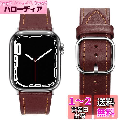 Band コンパチブル Apple Watch バンド 49mm 45mm 44mm 42mm 41mm 40mm 38mm アップルウォッチ バンド、トップグレインレザー交換バンド iWatch Ultra2 Ultra SE2 SE シリーズ9 8 7 6 5 4 3 2 1 (41mm/40mm/38mm、ワインレッド)
