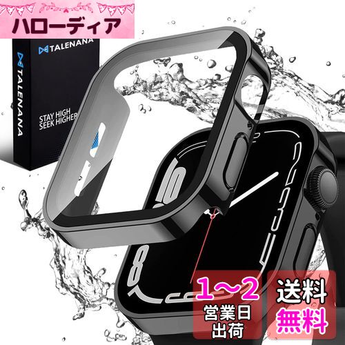 TALENANA for Apple Watch防水ケース 45mm 44mm 41mm 40mmアップルウォッチ 用 保護ケース 強化ガラスフィルム Series 7/6/SE/5/4 一体型 3D直角エッジ新デザイン メッキ加工 PC素材 高タッチ感度 全面保護 衝撃吸収 取付簡単 (Series 6/SE/5/4,40mm,ブラック)
