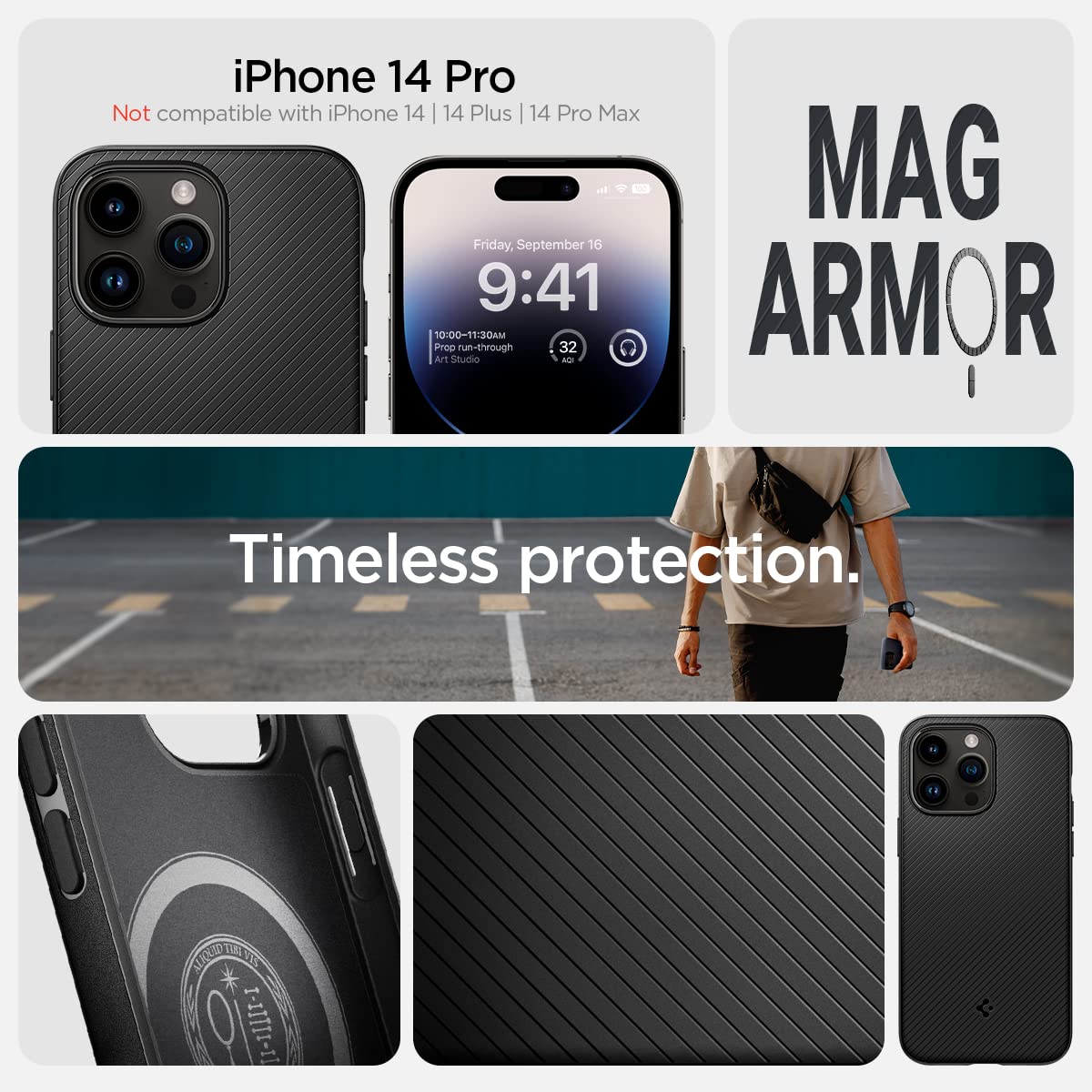 Spigen iPhone14Pro ケース MagSafe マット ブラック マグ・アーマー ACS04989