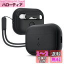Spigen Airpods Pro2 ケース ストラップ付き シリコン カラビナ シンプル 収納ケース 軽量 キズ防止 防塵 衝撃 吸収 ワイヤレス充電 対応 シリコン・フィット ACS05479 (ブラック)