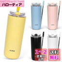 ALNAE タンブラー 500ml 水筒 可伸縮ストロー付き 直飲み 蓋付き こぼれない 二重構造 保温保冷 持ち運び アウトドア プレゼント用 女の子 男の子...