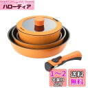 ベストコ フライパン ポット ガラス蓋 取っ手 6点セット ガス火専用 オレンジ NM-273 ベストウェアレジスタンス
