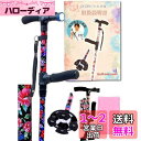 K&R mercado 杖 女性用 理学療法士推薦 おしゃれ 花柄 多機能ステッキ ライト付き 折り畳み 軽量 自立 4点杖 つえ 高齢者 介護 (黒, 標準サ...