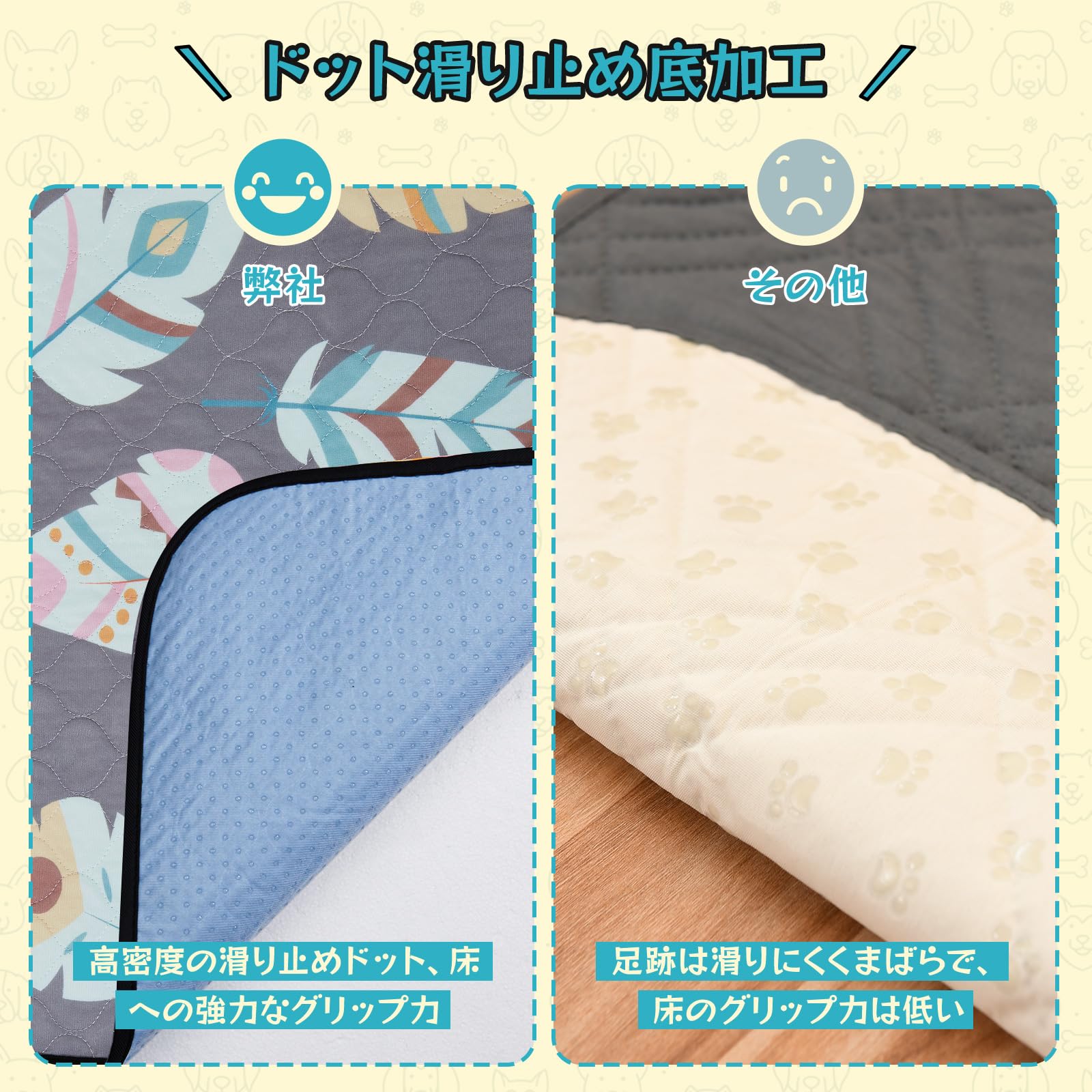 LOOBANI 洗えるペットシーツ 超吸水 ペットマット 防水 滑り止め おしっこマット 速乾 漏れ防止 ペットの健康状態の観察 おしゃれなデザイン 消臭 介護 エコ 噛み耐性 抗菌加工 子犬とシニア犬のトイレトレーニング 2枚セット ペットシーツ 洗える 小型 中型 大型 犬・猫