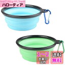 fogman ペットボウル 折りたたみ式 カラビナ 携帯 持ち運び コンパクト 水飲み皿 2個セット (ブルー/グリーン)