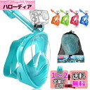 HEARTST シュノーケルマスク 180°超広角 子供ダイビングマスク フルフェイス型マスク防曇 漏れ止めダイビングマスク スポーツカメラ取付可能水中用マスク シュノーケリング用具 自由にブレス可能 男女兼用 子供用マスク 収納バッグ付き (シアンブルー)
