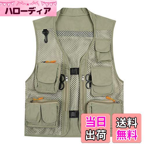 【送料無料】[AOWOFS] メンズ メッシュベスト バックルタイプ 便利 アウトドアベスト 夏 軽量 通気 多..