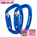 カラビナ 12KN オートロック式 BRAVESHINE 耐荷重1200kg ロックカラビナ Dリング 軽量 ハンモック タープ キャンプ用 荷物のフック 犬のリード用 多機能 2個セット (ダークブルー2個)