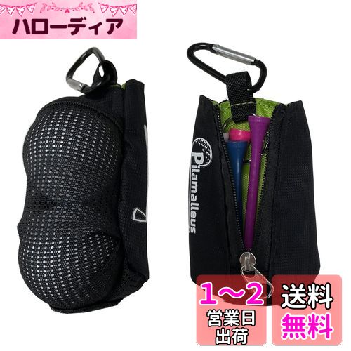 Sitengle ゴルフボールケース 2個入れ用 カラビナ付き ゴルフティー収納可能 ゴルフボールホルダー 軽量 (ブラック)