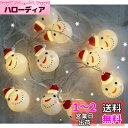 〈HOTEISON〉クリスマス 飾り LED ライト サンタ イルミネーション 2m 10球 電池式 雪だるま