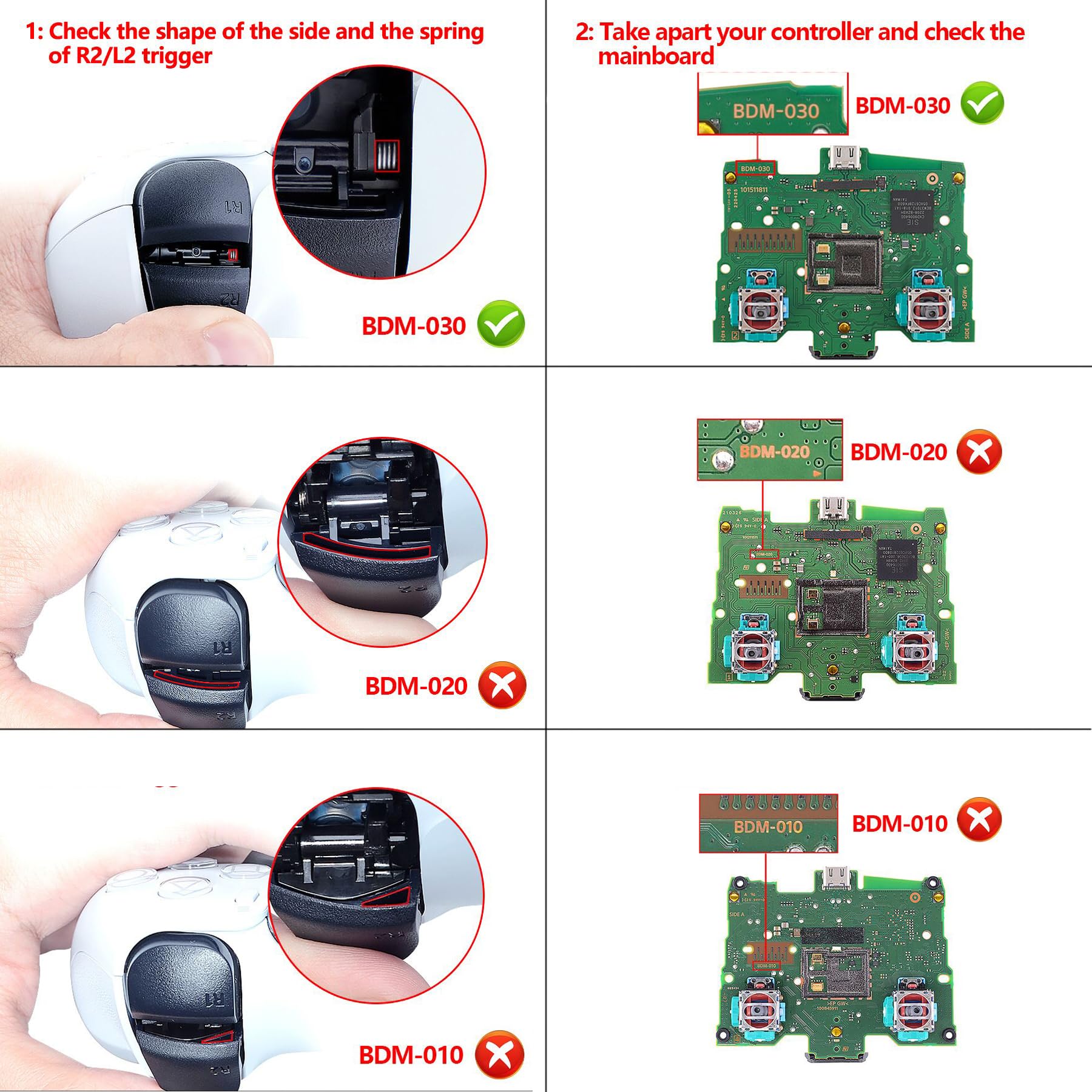 コントローラーではない。eXtremeRate ps5コントローラー（BDM-030&BDM-040&BDM-050）に対応用ラバーグリップ付き金属製RISE4背面リマップキット(RMB)、ps5コントローラー用アップグレードボード＆黒いバックシェルラバーグリップ付き＆黒いバックボタン【レッド】