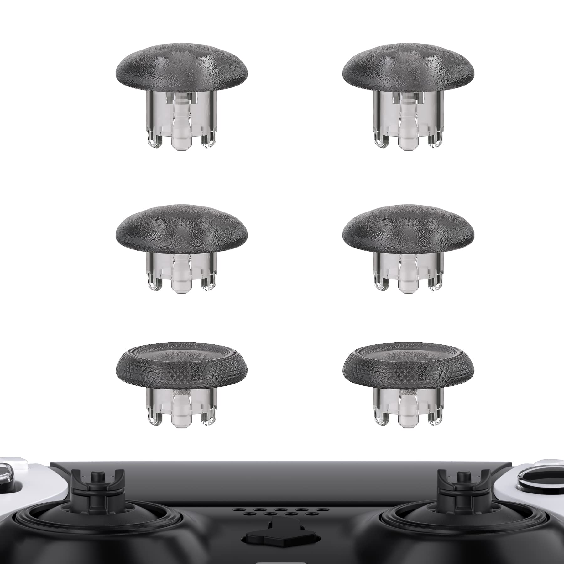 eXtremeRate ps5コントローラーedgeに対応用交換用サムスティック(クリア素材)、ps5 edgeコントローラーに対応用交換アナログスティックジョイスティックキャップ（コントローラー本体やサムスティックベースは付属していません。）【クリアブラック】