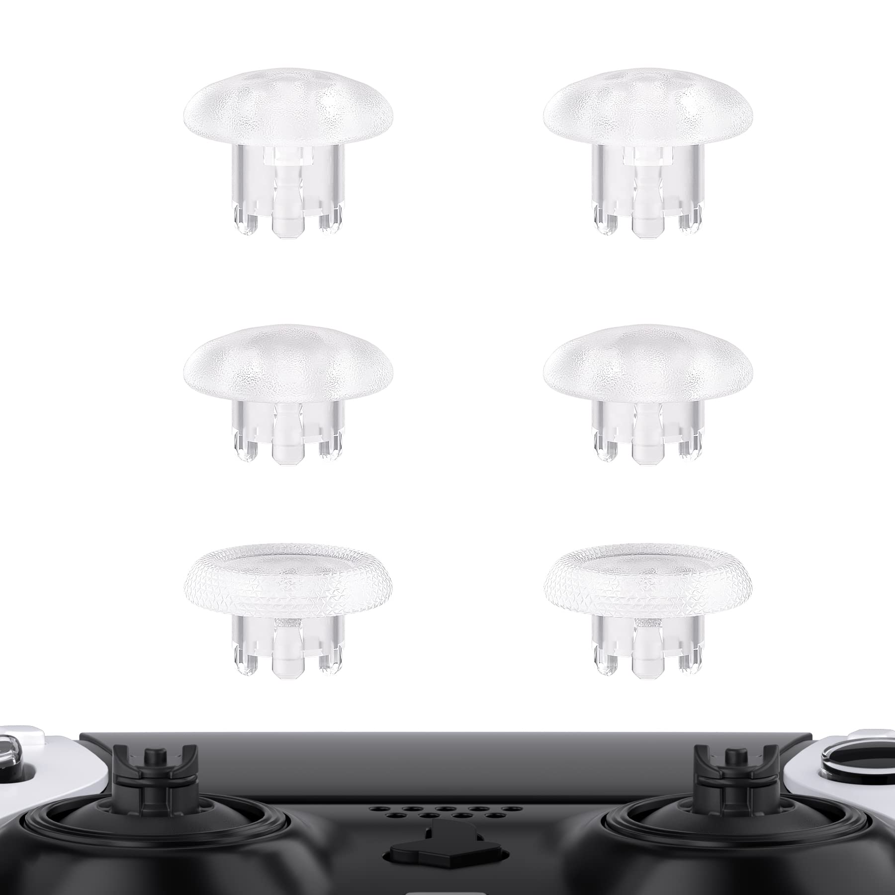 eXtremeRate ps5コントローラーedgeに対応用交換用サムスティック(クリア素材)、ps5 edgeコントローラーに対応用交換アナログスティックジョイスティックキャップ（コントローラー本体やサムスティックベースは付属していません。）【クリア】