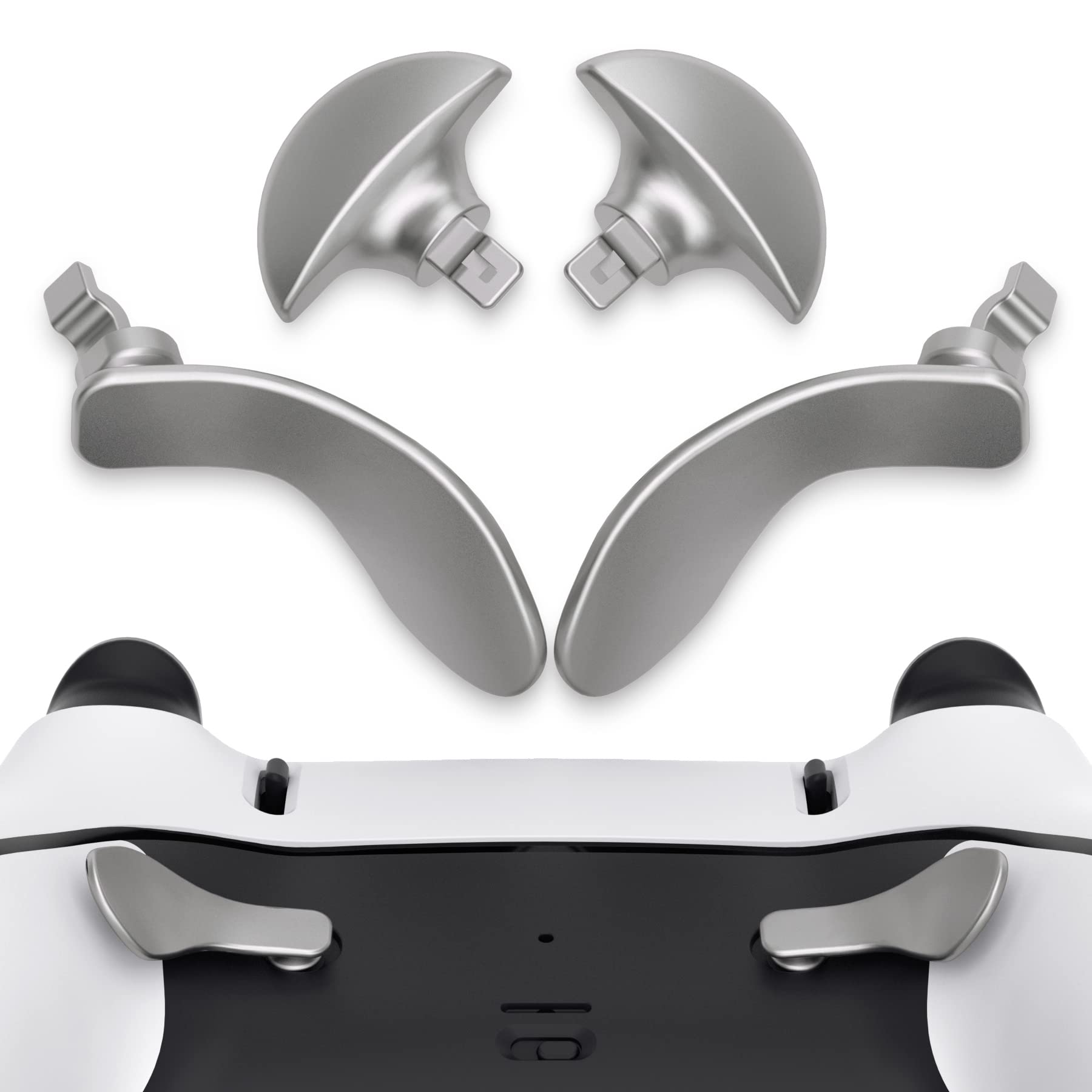 eXtremeRate ps5 Edgeコントローラーに対応用背面パドル、ps5 Edgeコントローラーに対応用交換可能な金属製バックボタンパドル* 4個（コントローラーは付属していません）【メタリックシルバー】