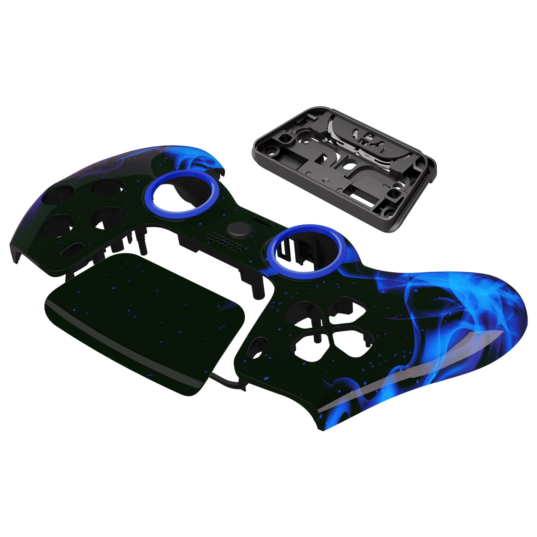 eXtremeRate LUNA ps5コントローラー（BDM-010&BDM-020&BDM-030&BDM-040&BDM-050）に対応用交換フロントシェルやタッチパッド、パターン柄ps5コントローラーに対応用DIY交換ハウジングシェルタッチパッドカバー【ブルーフレーム】