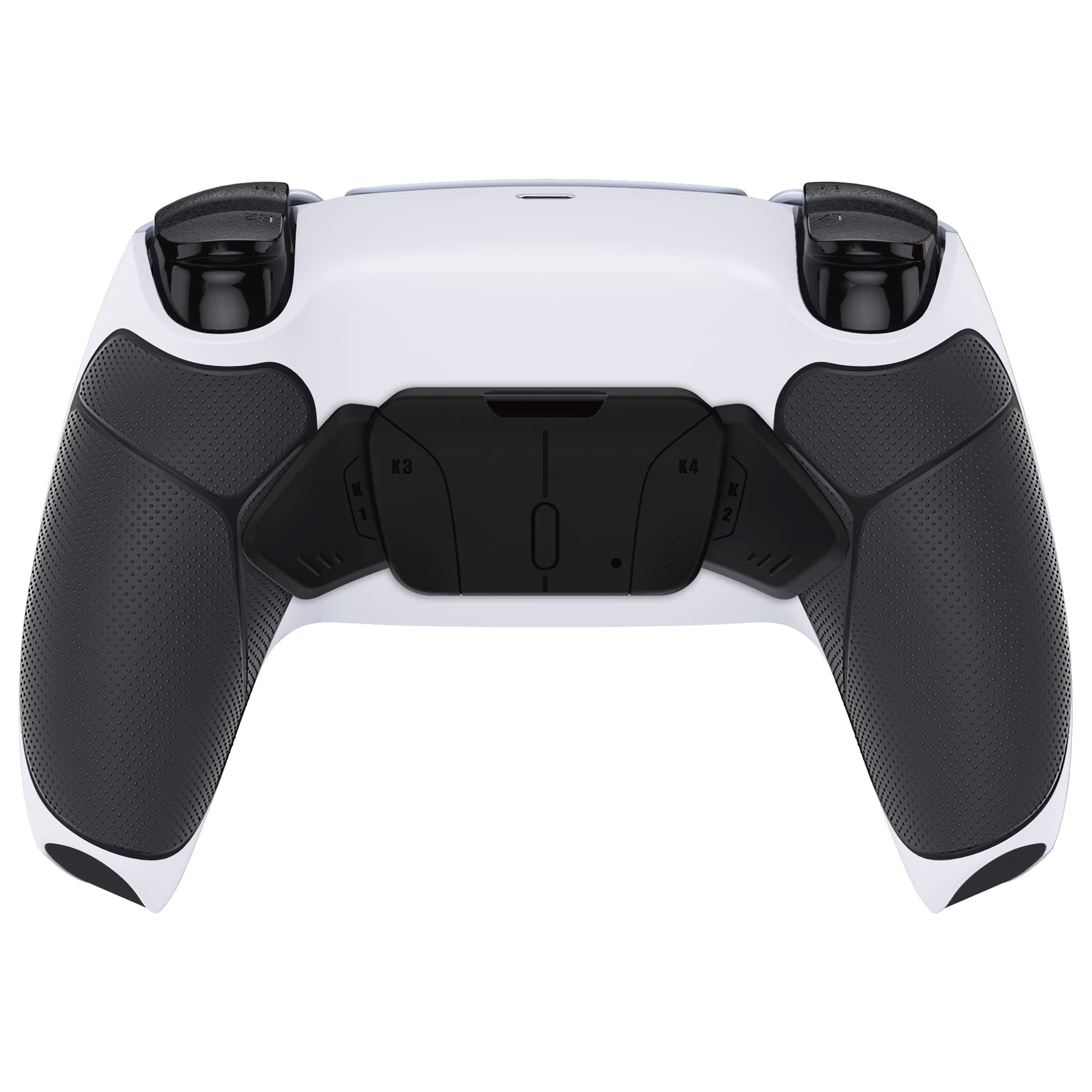 eXtremeRate ps5コントローラーBDM-010&BDM-020に対応用プログラムできる背面パドルプラスティック製RISE4リマップキット、ps5コントローラーに対応用アップグレードボードと黒いラバーグリップ付き再設計された白いバックケース＆黒い背面ボタン4つ‐ps5本体ではない【