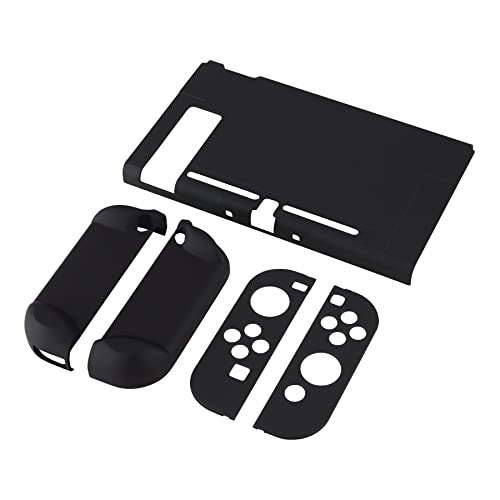 eXtremeRate PlayVital Switchコンソールに対応用バックカバー、NS Joyconハンドヘルドコントローラー分離可能プロテクターハードシェル、Switch用にカスタマイズされたドッキングできる保護ケース【ブラック】
