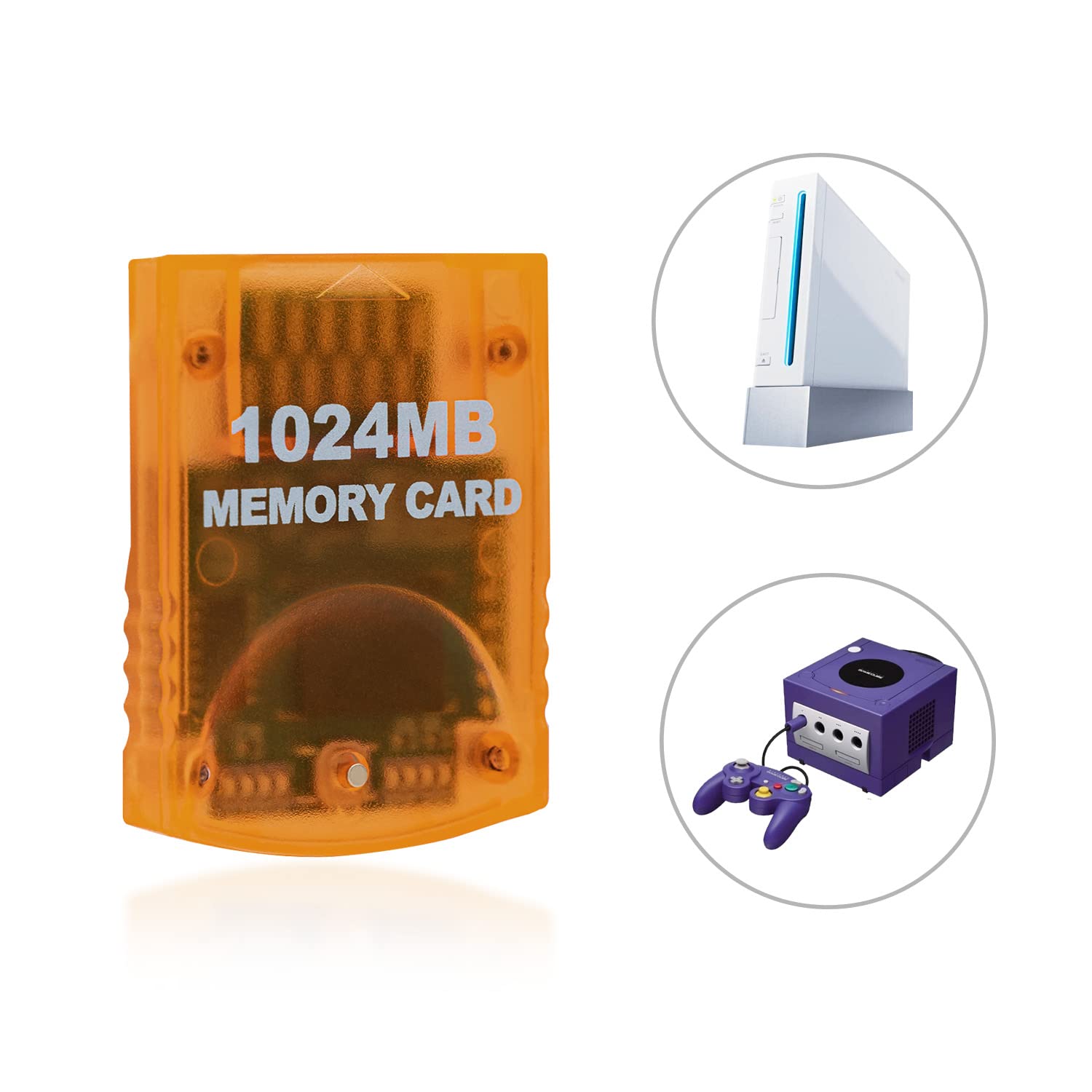Mcbazel 1024MB Wii・ゲームキューブ対応 メモリーカード 大容量 Gamecube・Wii用 ゲームコンソールメモリーカード(16344ブロック)-オレンジ(1024MB)