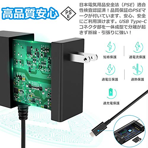 Switch用 ACアダプター 充電器 ドック代用品 TVモード対応 Type-Cコネクタ PSE認証済み 安全保護 急速充電 PD規格 1.5mケーブル Nintendo Switch/Switch Lite/Switch 有機elモデル/Proコントローラー対応