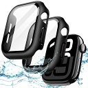 JETech Apple Watch Series 10 42mm用 防水ケース 液晶保護強化ガラスフィルム内蔵 ハードPCバンパー 全面保護カバー 2個セット (ブラック)(2)