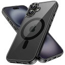 JETech iPhone 16 Plus 6.7インチ用 マグネット ケース MagSafe対応 衝撃吸収 バンパーカバー 傷つけ防止 クリアバック (ブラック)