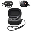 【送料無料】For JBL LIVE BUDS 3 用 ケース カバー +2枚フィルム【NOUKAJU】 ワイヤレス イヤーホン シリコン 保護ケース (カラビナ付き+ストラップ付き ) 落下防止 キズ防止 耐衝撃 装着充電可能 防塵 (ブラック)