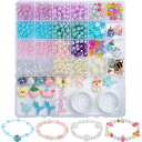【送料無料】NALER ビーズアクセサリーキット 手作りキット 子供 約500個 ビーズ 手芸キット アクセサリーキット ガラスビーズ DIY おもちゃ 女の子 ネックレス ブレスレット ガラスビーズ プレゼント ハンドメイド