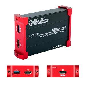 Mirabox キャプチャーボード HSV321 4K30Hz USB3.0ゲームキャプチャー、4K30Hz HDMIパススルー、1080p 60fpsビデオキャプチャー、Windows/Linux/Mac OS X、PS4/Xbox One/Switch/Wii U対応 ZOOM、twitch、Youtube適用 ゲーム実況/録画/配信 ウェブ会議用 シルバー