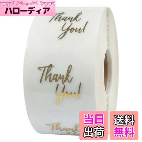 【送料無料】MINBOOT ありがとう シール サンキューシール (2.5cm 箔押し 透明ベース) 約500枚入り tha..