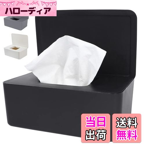 AmzBarley ウェットティッシュ ケース 黒 おしゃれ 【防塵蓋付き L18.5*W12.2*H7】 ティッシュケース ..
