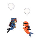 【送料無料】KALOLINNA アクアリウム 水槽 装飾 2個入り 樹脂 安全性 耐久性 ダイバーアクアリウムペンダント水槽水景オーナメント装飾浮遊小型オーナメント (ブルー+オレンジ)