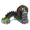 【送料無料】Charmoon アクアリウム 太鼓橋 水車 回る 和風 隠れ家 シェルター リアル 水槽 オブジェ
