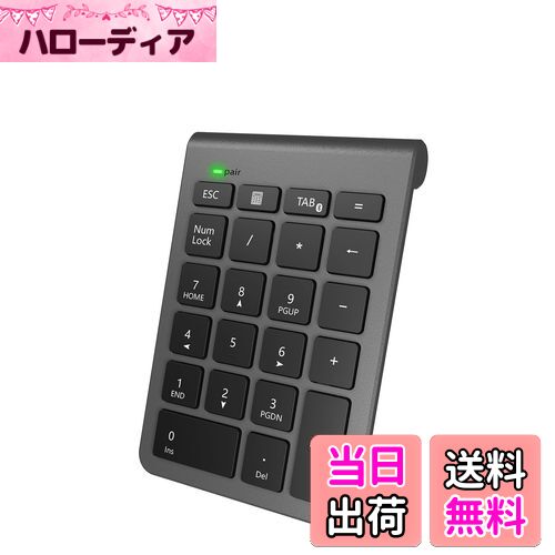 【送料無料】Bluetooth テンキーボード Alcey ワイヤレス テンキーパッド 無線 数字キーボード 22キー ブルートゥース数値キーボード 小型 持ち運び便利 コンパクト 多機能ナンバーパッド PC/Laptop/ノートブックなどに対応 （スペースグレイ）
